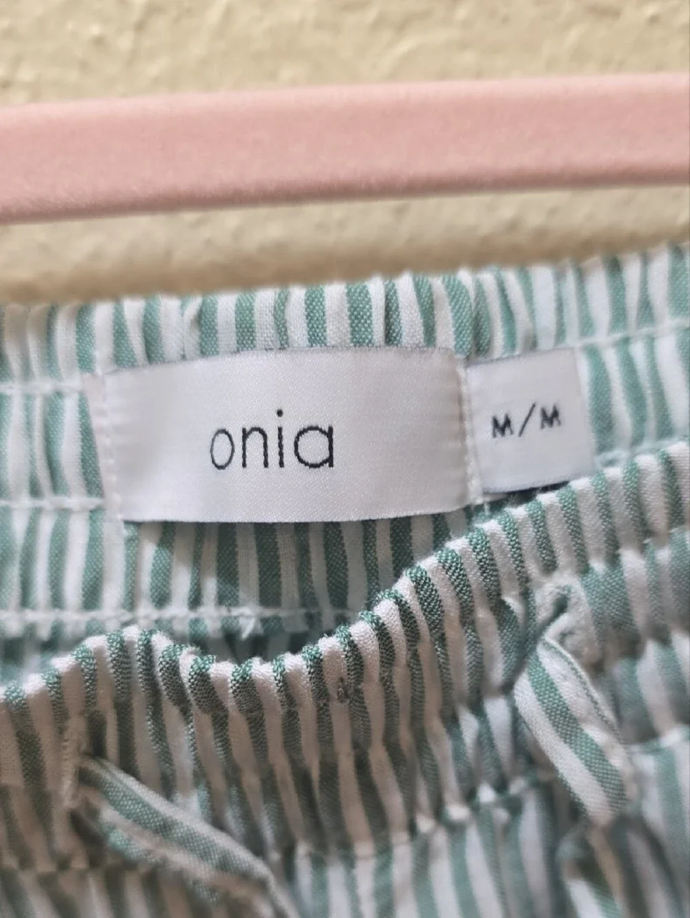 Onia Sage Green & White Stripped Beach Coverup Pants Like New - Picture 2 of 3